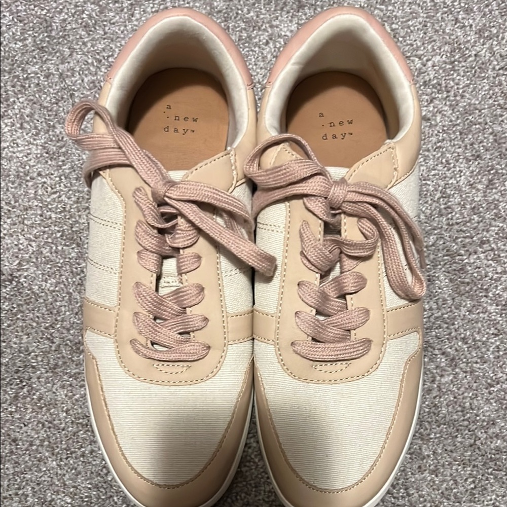 A New Day Cream and Pink Sneakers Retro-Inspired Design